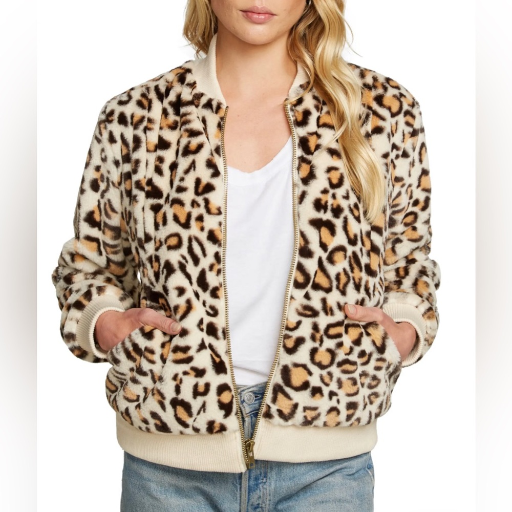 Chaser- Jasper faux fur leopard bomber jacket